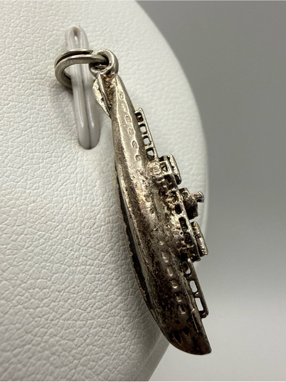 Vintage Sterling Silver Pendant Charm Boat Battleship Military
